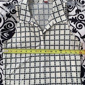 Black and White Checkered Sleveless  Polo Top